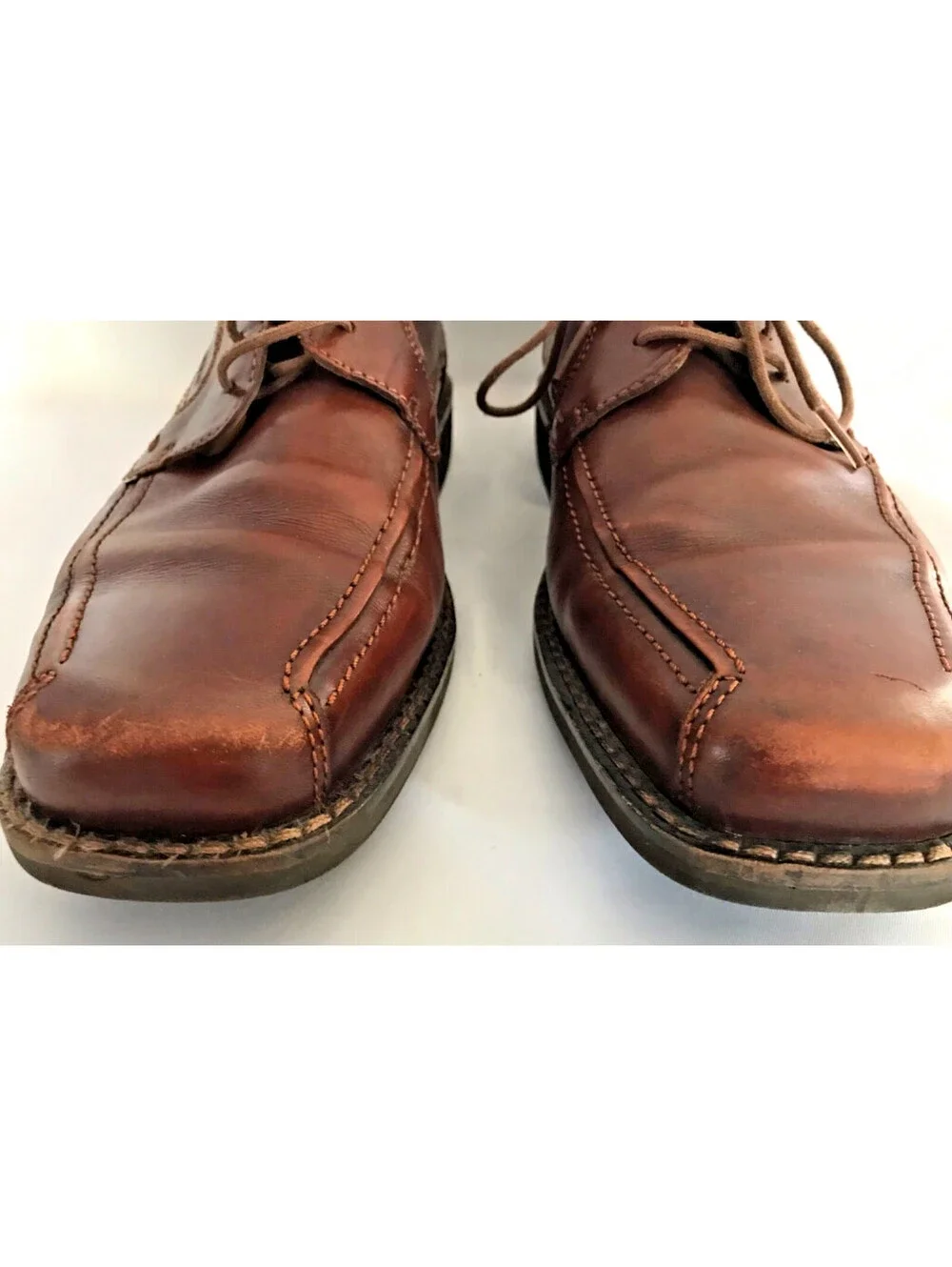 ECCO Dress Shoes Mens EU 45 US 12 Casual Oxford Brown Leather Lace Up Square Toe